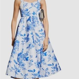 Mestiza Blue Floral Jacquard Dress Size 4